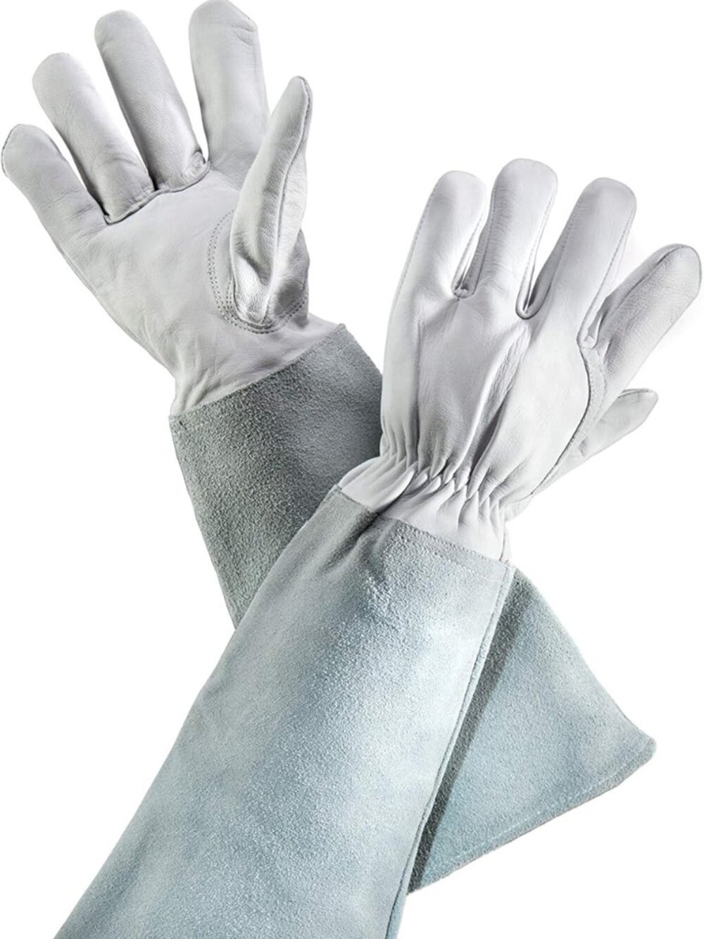 Fir Tree Leather Gardening Gloves Premium Goatskin Cowhide Suede Gauntlet Sleeve